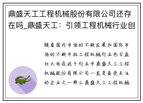 鼎盛天工工程机械股份有限公司还存在吗_鼎盛天工：引领工程机械行业创新